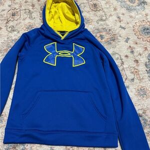 Under Armour Royal Blue Hoodie with Vibrant Yellow Accents